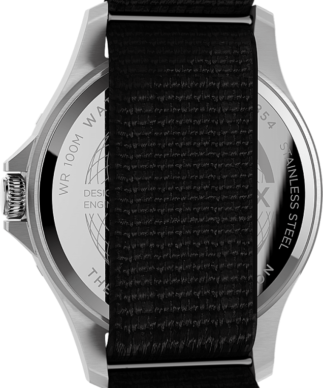 klokker | Timex navi xl 41 mm klokke med sklirem i stoff menn B84BR9 rustfritt stål/svart - Image 4