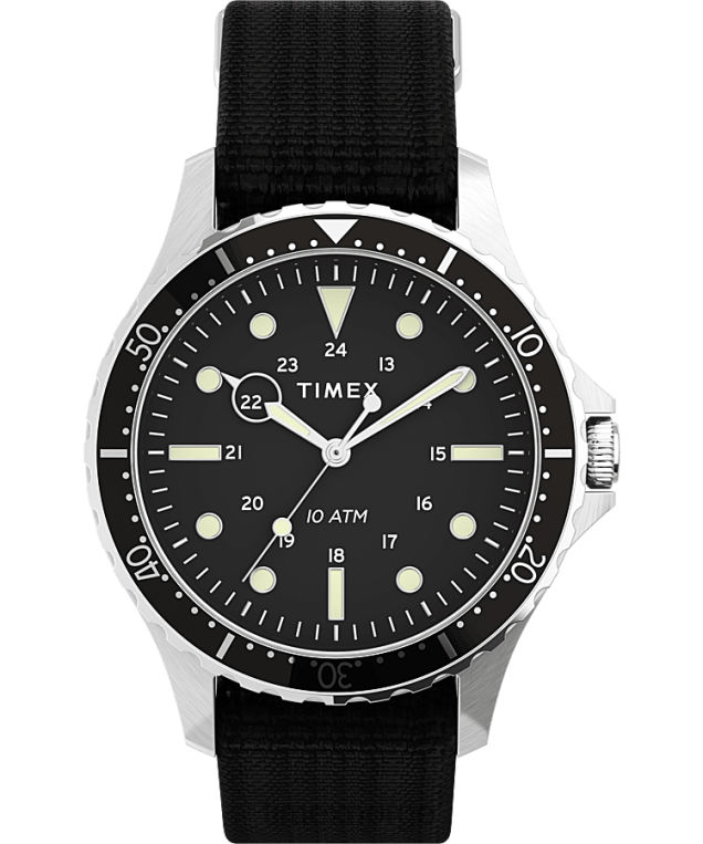 klokker_timex_navi_xl_41_mm_klokke_med_sklirem_i_stoff_menn_b84br9_rustfritt_stal_svart.png klokker | Timex navi xl 41 mm klokke med sklirem i stoff menn B84BR9 rustfritt stål/svart - Image 1