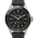 klokker | Timex navi xl 41mm lærremsklokke menn B84BR116 rustfritt stål/svart/grønn