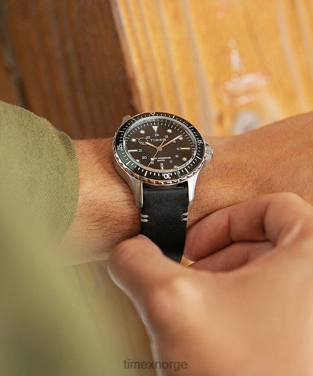 klokker | Timex navi xl 41mm lærremsklokke menn B84BR116 rustfritt stål/svart/grønn - Image 3