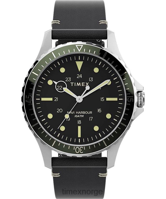 klokker_timex_navi_xl_41mm_laerremsklokke_menn_b84br116_rustfritt_stal_svart_gronn.jpg klokker | Timex navi xl 41mm lærremsklokke menn B84BR116 rustfritt stål/svart/grønn - Image 1