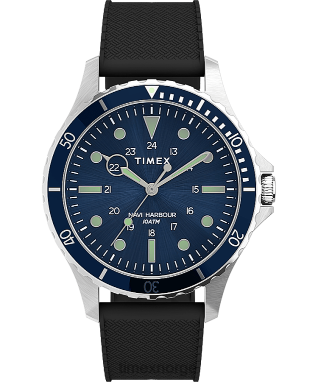 klokker | Timex navi xl 41mm syntetisk gummirem klokke menn B84BR6 rustfritt stål/svart/blått - Image 1