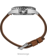 klokker | Timex navi xl automatisk 41mm lærremsklokke menn B84BR10 rustfritt stål/brun/grønn - Image 2