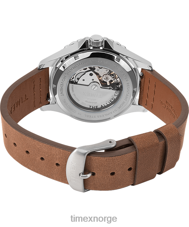 klokker | Timex navi xl automatisk 41mm lærremsklokke menn B84BR10 rustfritt stål/brun/grønn - Image 4