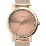 klokker | Timex original 38mm båndklokke i rustfritt stål mesh kvinner B84BR345 rosa-gull-tone