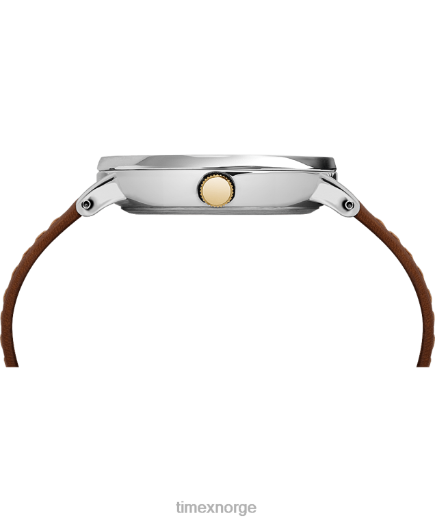 klokker | Timex southview 41mm lærreim klokke menn B84BR285 krom/brun/blå - Image 2