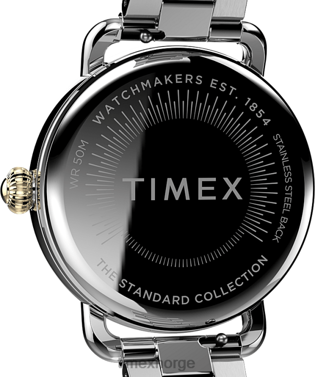 klokker | Timex standard 34 mm armbåndsur i rustfritt stål kvinner B84BR374 sølv-tone/to-tone/perlemor - Image 4