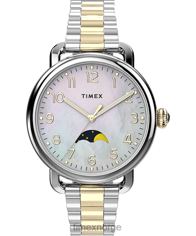 klokker | Timex standard 34 mm armbåndsur i rustfritt stål kvinner B84BR374 sølv-tone/to-tone/perlemor - Image 1