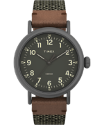 klokker | Timex standard 40 mm klokke i stoff og lærreim menn B84BR199 gunmetall/grønn