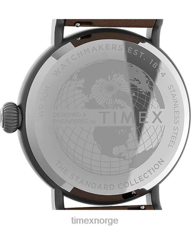 klokker | Timex standard 40 mm klokke i stoff og lærreim menn B84BR199 gunmetall/grønn - Image 4
