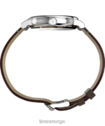klokker | Timex standard 40 mm miljøvennlig klokke i lærreim menn B84BR179 sølv-tone/brun/grønn - Image 2