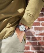 klokker | Timex standard 40 mm stoffremsklokke menn B84BR191 sølv-tone/brun/krem - Image 2