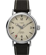klokker | Timex standard 40 mm stoffremsklokke menn B84BR191 sølv-tone/brun/krem