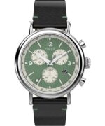 klokker | Timex standard kronograf 41 mm miljøvennlig klokke i lærreim menn B84BR103 sølv-tone/brun/grønn