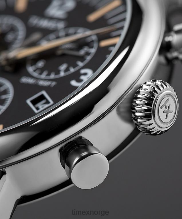 klokker | Timex standard kronograf 41 mm stoffremsklokke menn B84BR196 sølv-tone/svart - Image 2