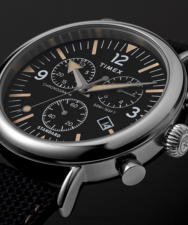 klokker | Timex standard kronograf 41 mm stoffremsklokke menn B84BR196 sølv-tone/svart - Image 3