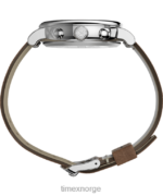 klokker | Timex standard kronograf 41mm lærremsklokke menn B84BR102 sølv-tone/tan/blå - Image 2