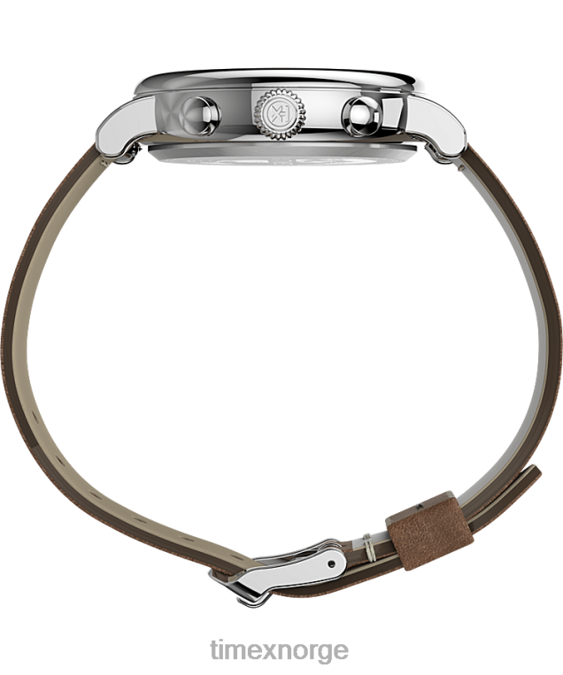 klokker | Timex standard kronograf 41mm lærremsklokke menn B84BR102 sølv-tone/tan/blå - Image 2