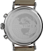 klokker | Timex standard kronograf 41mm lærremsklokke menn B84BR102 sølv-tone/tan/blå - Image 4