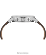 klokker | Timex standard kronograf 41mm lærremsklokke menn B84BR90 sølv-tone/brun/krem - Image 2