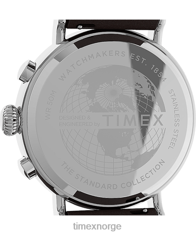 klokker | Timex standard kronograf 41mm stoff og lærreim klokke menn B84BR312 sølv-tone/brun/svart - Image 4