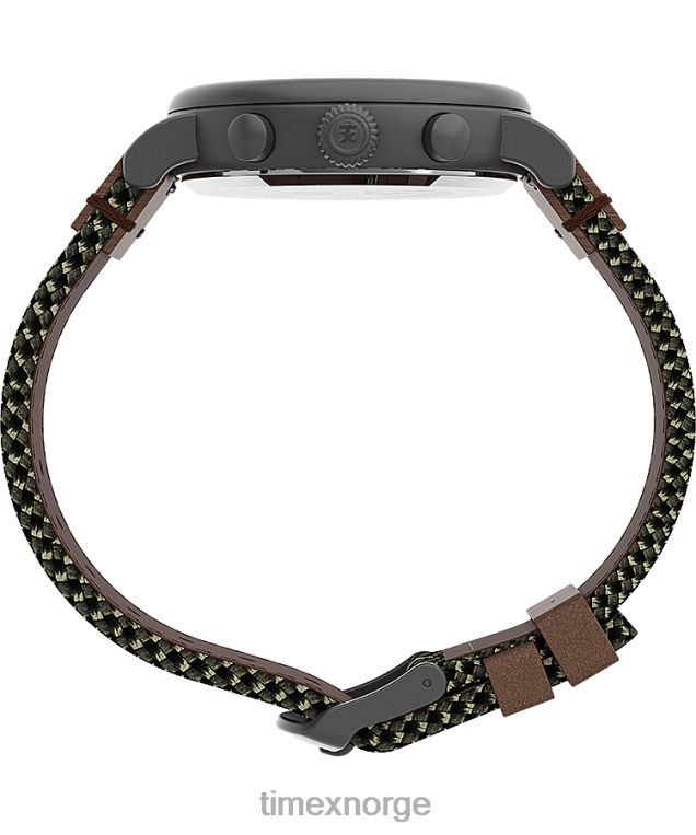klokker | Timex standard kronograf 41mm stoff og lærreim klokke menn B84BR96 gunmetall/grønn - Image 2