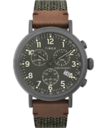 klokker | Timex standard kronograf 41mm stoff og lærreim klokke menn B84BR96 gunmetall/grønn