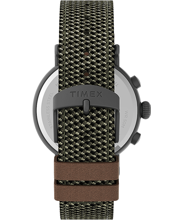 klokker | Timex standard kronograf 41mm stoff og lærreim klokke menn B84BR96 gunmetall/grønn - Image 3