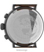 klokker | Timex standard kronograf 41mm stoff og lærreim klokke menn B84BR96 gunmetall/grønn - Image 4