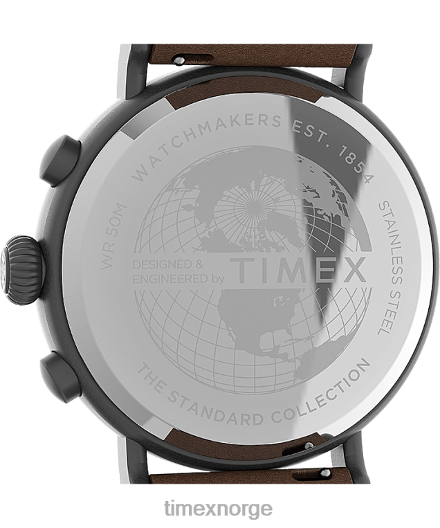 klokker | Timex standard kronograf 41mm stoff og lærreim klokke menn B84BR96 gunmetall/grønn - Image 4