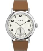 klokker | Timex standard mindre 40 mm epleskinn-reimklokke menn B84BR183 sølv-tone/brun/champagne