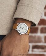 klokker | Timex standard mindre 40 mm epleskinn-reimklokke menn B84BR183 sølv-tone/brun/champagne - Image 4
