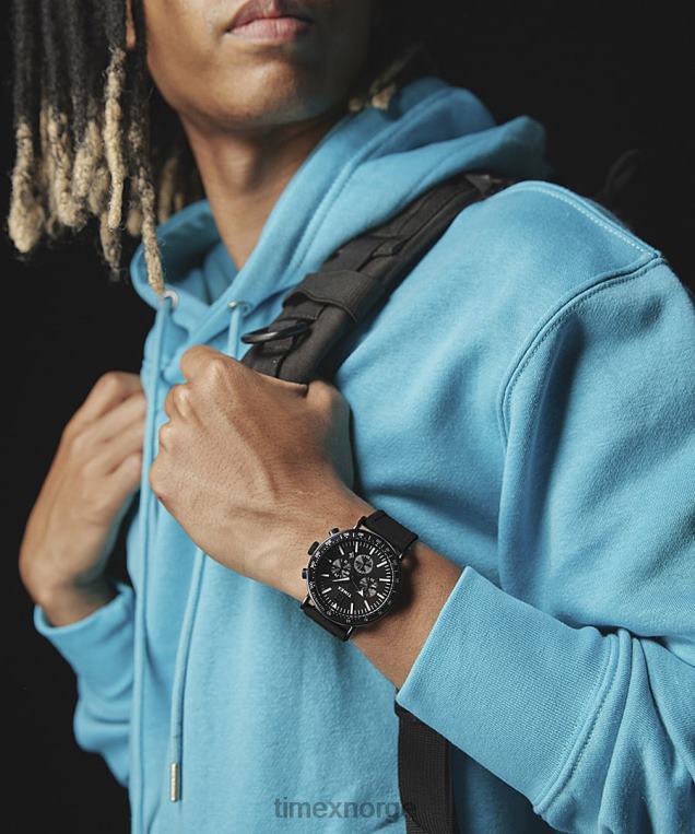 klokker | Timex standard tachymeter kronograf 43 mm miljøvennlig klokke i harpiksrem menn B84BR86 svart - Image 2