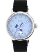 klokker | Timex standard x peanøtter med snoopy graduation 40 mm lærremsklokke menn B84BR208 sølv-tone/svart/blå