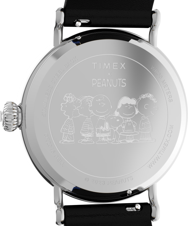 klokker | Timex standard x peanøtter med snoopy graduation 40 mm lærremsklokke menn B84BR208 sølv-tone/svart/blå - Image 4