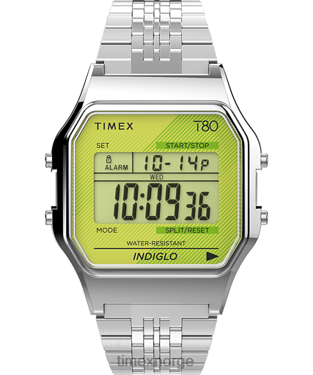 klokker | Timex t80 34mm armbåndsur i rustfritt stål menn B84BR156 grønn/rustfritt stål - Image 1