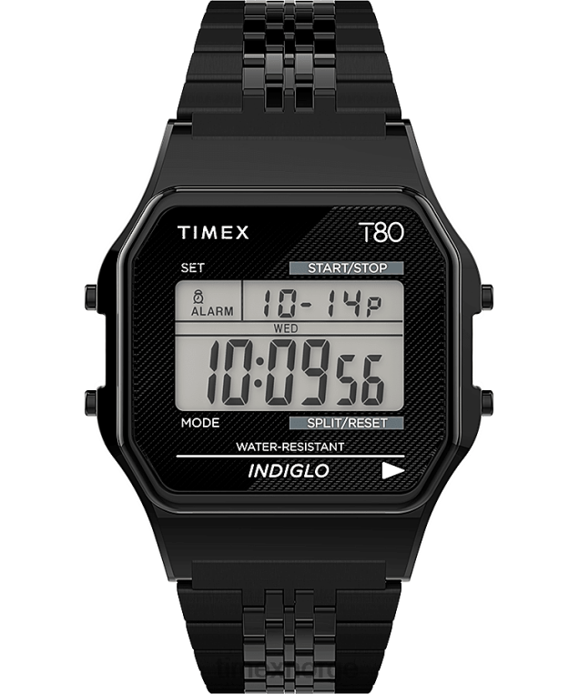 klokker | Timex t80 34mm armbåndsur i rustfritt stål menn B84BR157 svart - Image 1