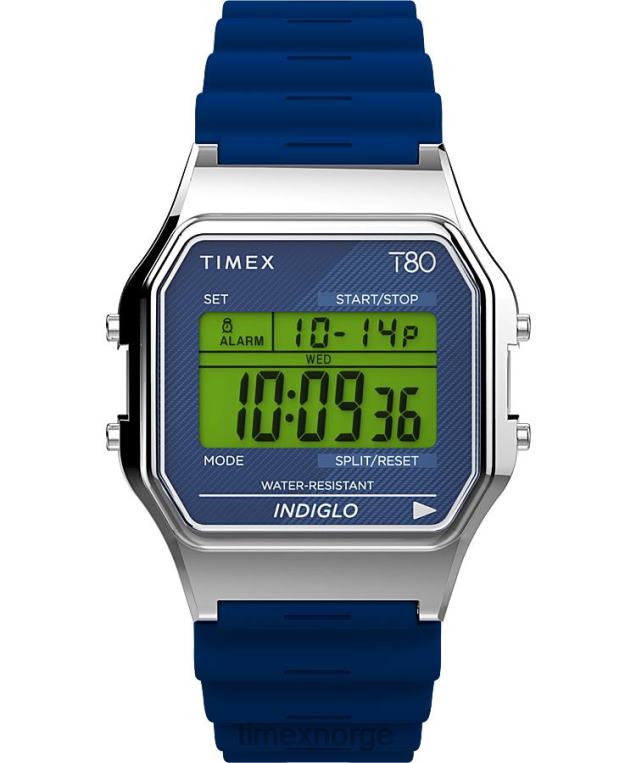 klokker_timex_t80_34mm_harpiksremsklokke_menn_b84br266_solv_tone_bla.jpg klokker | Timex t80 34mm harpiksremsklokke menn B84BR266 sølv-tone/blå - Image 1