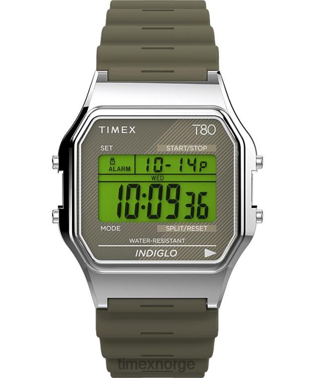 klokker_timex_t80_34mm_harpiksremsklokke_menn_b84br267_solv_tone_gronn.jpg klokker | Timex t80 34mm harpiksremsklokke menn B84BR267 sølv-tone/grønn - Image 1