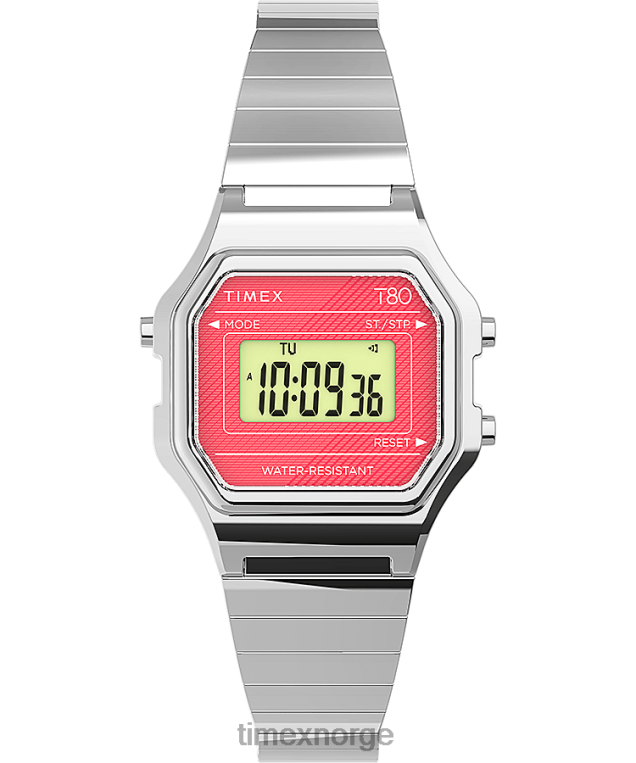 klokker | Timex t80 mini 27mm rustfritt stål ekspansjonsbåndklokke kvinner B84BR346 sølvfarget/rustfritt stål - Image 1