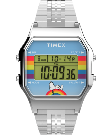 klokker | Timex t80 x peanuts dream i farge 34mm armbåndsur i rustfritt stål menn B84BR168 rustfritt stål