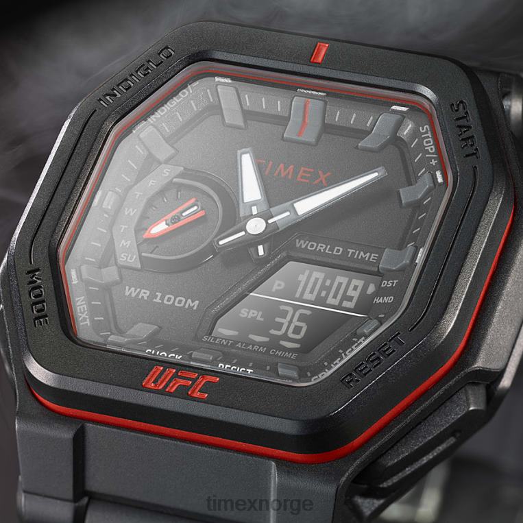klokker | Timex ufc colossus 45mm resin reim klokke menn B84BR249 svart, rød - Image 2