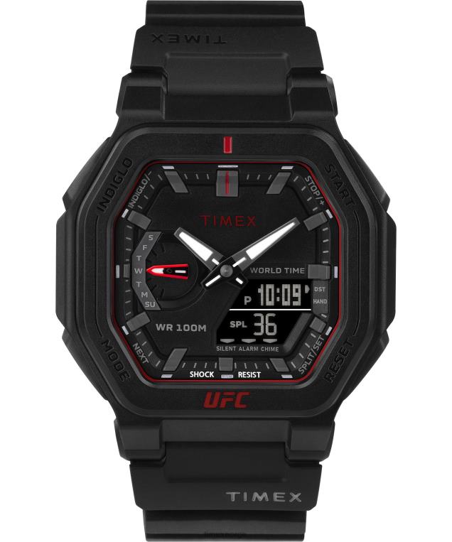 klokker | Timex ufc colossus 45mm resin reim klokke menn B84BR249 svart, rød - Image 1