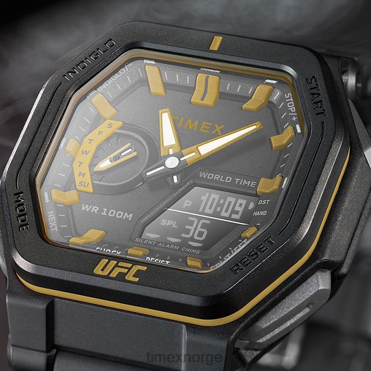 klokker | Timex ufc colossus 45mm resin reim klokke menn B84BR250 svart/gul - Image 2