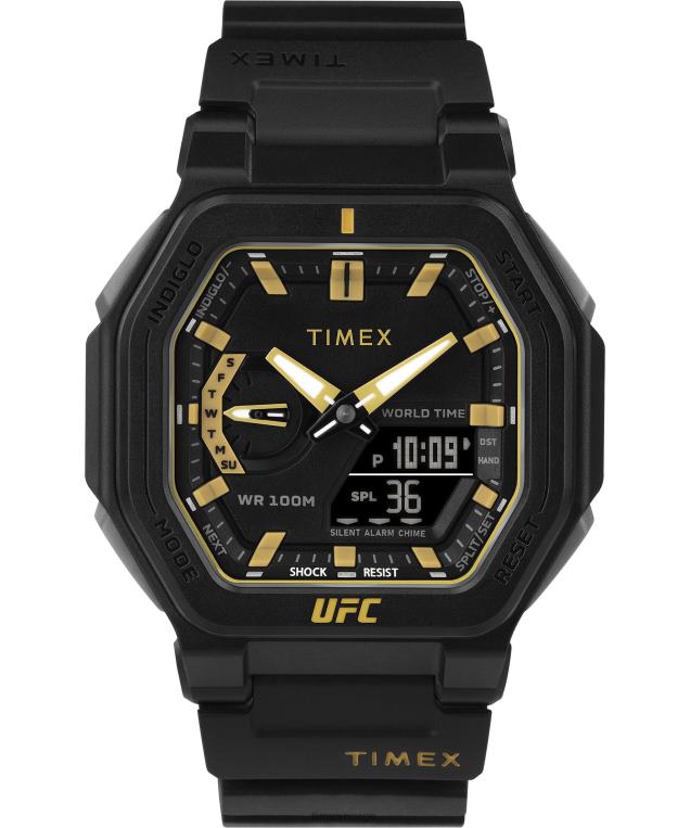 klokker | Timex ufc colossus 45mm resin reim klokke menn B84BR250 svart/gul - Image 1
