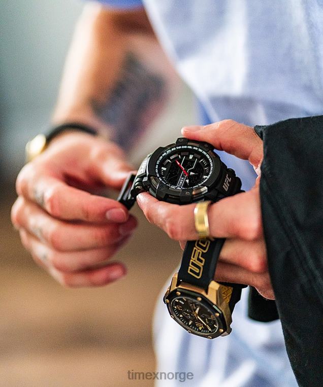 klokker | Timex ufc icon kronograf 45 mm silikonremsklokke menn B84BR100 sølv-tone/svart - Image 2