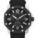 klokker | Timex ufc icon kronograf 45 mm silikonremsklokke menn B84BR100 sølv-tone/svart