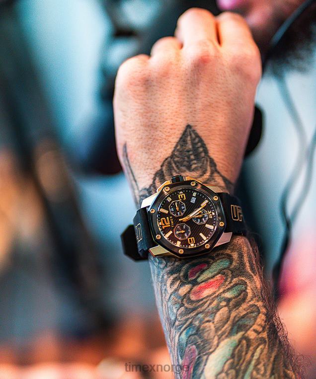 klokker | Timex ufc icon kronograf 45 mm silikonremsklokke menn B84BR100 sølv-tone/svart - Image 3