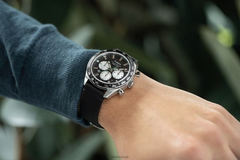 klokker | Timex waterbury chronograph 41mm lærremsklokke menn B84BR91 rustfritt stål/svart/blått - Image 2