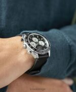 klokker | Timex waterbury chronograph 41mm lærremsklokke menn B84BR91 rustfritt stål/svart/blått - Image 3
